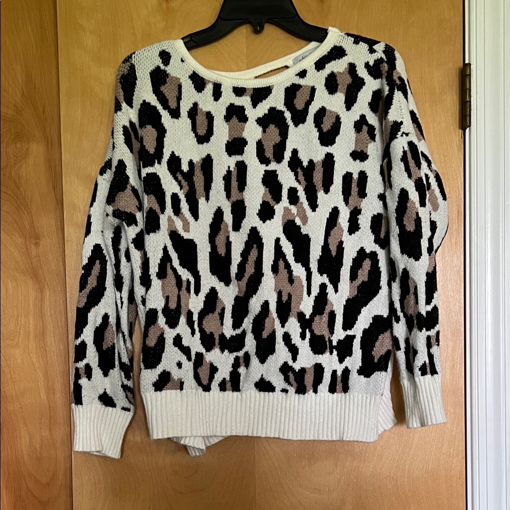White Birch Animal Print Crew Neck Sweater